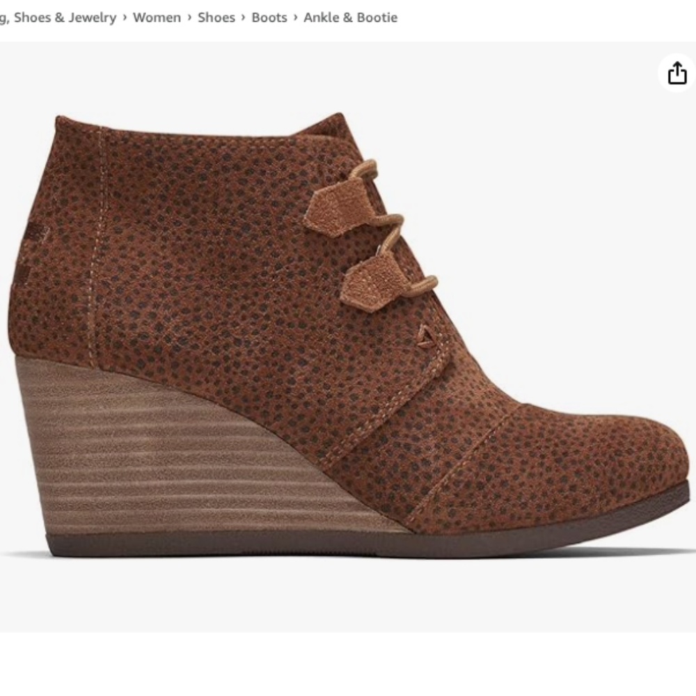 Toms Kala Desert Wedge Bootie Cheetah Suede sz 9, like new